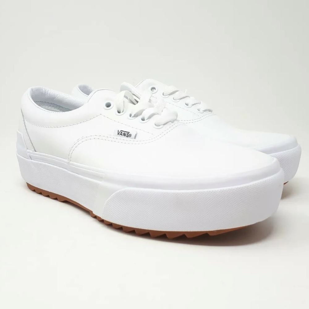 Vans Era Stacked White Leather Platform Shoes